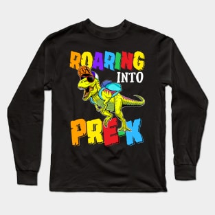 Roaring Into Pre-k Dinosaur Back To School Long Sleeve T-Shirt